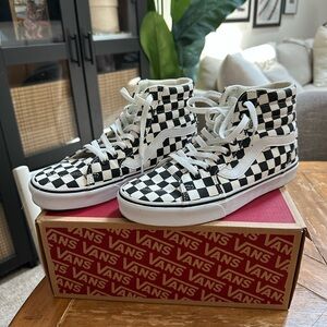 Vans Women's Black and White Checkered High-Tops